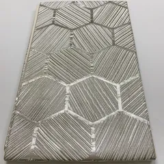 ［6869］袋帯 三松 全通 亀甲文様 シルバー 正絹 着物 フォーマル