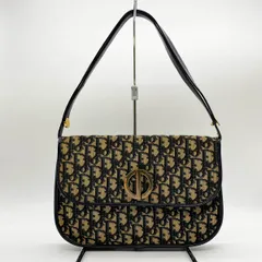 【お値下げしました！】Christian Dior ディオール ショルダーバッグ トロッター キャンバス レザー ネイビー ヴィンテージ オールド レディース メンズ USED