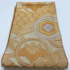 ［6870］袋帯 桐花菱吉祥文様 金銀糸 六通 正絹 着物 フォーマル