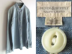 DENIM&SUPPLY RALPH LAUREN デニム&サプライ ラルフローレン 猫目釦 シャンブレーシャツ ワークシャツ L ライトインディゴ