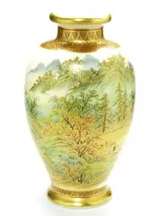 九谷焼 花瓶 本金秋の図