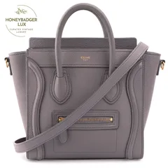 【中古】【美品】【新型モデル】セリーヌ ラゲージ ナノショッパー レザー 2WAYハンドバッグ グレー