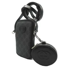 【新品】グッチ ショルダーバッグ GUCCI INTERLOCKING G GG SUPREME MINI BAG スプリーム フォンショルダー ポーチ付き 斜め掛け 700959 92TCF 1000 (ブラック)  メンズ レディース 送料無料