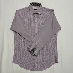 AOKI LES MUES レミュー イージーアイロンストレッチ ボタンダウンシャツ カラー:パープル ホワイト チェック Y-172