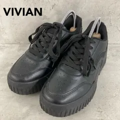 VIVIAN ヴィヴィアン 厚底 異素材 カラーコンビ レースアップ スニーカー ブラック 黒 22.5cm プラットフォーム ソール 脚長 美脚 盛れる ストリート モード カジュアル レディース シューズ 靴 完売品 人気 おしゃれ ★ ■■
