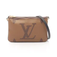 ルイ・ヴィトン LOUIS VUITTON ポシェット ドゥーブル ジップ ショルダーバッグ バッグ PVCコーティングキャンバス レザー モノグラム・ジャイアントリバース レディース ブラウン系 / ベージュ系 M69203 【中古】 LOUIS VUITTON - ルイ・ヴィトン LOUIS VUITTON ポシェット