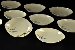 【蔵A5958b】京焼　扁形向付皿　中皿　十客