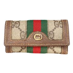 【極美品】GUCCI グッチ　キーケース　シェリーライン　GG総柄　ベージュ GUCCI オールドグッチ GGスプリーム シェリーライン PVC/レザー 4連