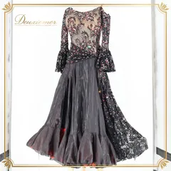 社交ダンス 衣装 ドレス ワンピース レース 黒 赤 レッド ブラック デモ 競技 ダンス パーティ 発表会 上品 ブラック系 レッド系 フォーマル ドレッシー スリット 胸パッド 透け感 エレガント 大人 パーティー用 おしゃれ 黒ドレス 赤ドレス