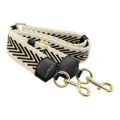 THE MARC JACOBS マークジェイコブス ショルダーストラップ アイボリー ブラック ライトブラウン コットン エナメル レザー 付け替え バッグ用 おしゃれ バッグアクセサリー 長さ調節可【中古】【送料無料】