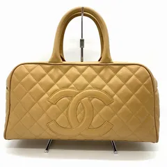 【最終お値下げ！】CHANEL シャネル ボーリングバッグ キャビアスキン マトラッセ ココマーク ハンドバッグ  ベージュ