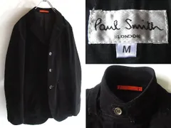希少 90sビンテージ Paul Smith LONDON ポールスミス 立体ポケット コットン ベロア 別珍 3Bテーラードジャケット M 黒 ブラック 日本製
