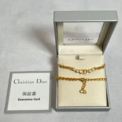 【管2601-363】Christian Dior クリスチャンディオール ゴールド CDロゴ ラインストーン ネックレス 箱付き レディース