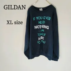 GILDAN ギルダン メンズ プリント 長袖 トレーナー スウェット クルーネック 長袖 ロングスリーブ ロゴ  英文字 XL