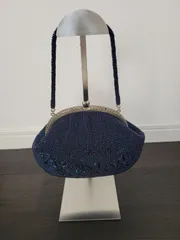 総ビーズバッグ 昭和レトロ がま口 手提げ パーティー クラッチバッグ 和装