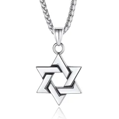 [ChainsPro] 六芒星 ネックレス メンズ サージカルステンレス 金アレ対応 ヘキサグラム 星 ペンダント お守り プレゼント 男性 シンプル アクセサリー 1