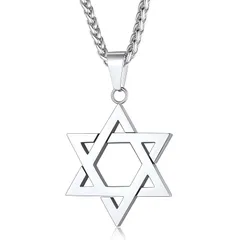 ChainsPro ネックレス メンズ ステンレス 六芒星 ペンダント 金属アレルギー対応 錆びない ダビデの星 お守り プレゼント 男性 シンプル アクセサリー 1