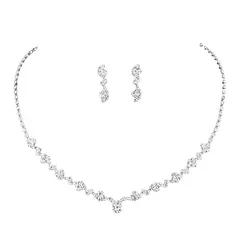 [AVILMORE] 結婚式 ネックレス ピアス 2点セット結婚式 アクセサリー お呼ばれ ラインストーン＆ビジュー パーティー ビロード調保管袋付き 0