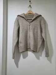 ビック襟 厚手 ニット ジップアップ カーディガン