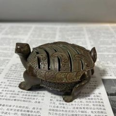 香炉 龍亀と鶴 銅 アンティーク 長壽祈願 開運 工芸品 置物 希少品