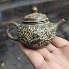 銅器 龍鳳呈祥茶壺 徳利 手提げ壺 茶道具 煎茶器 装飾品 工芸品 置物