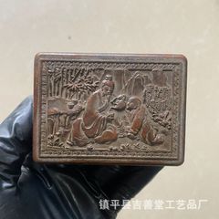 銅器 方形墨盒 避火麒麟印泥盒 書道具 文房具 現代工芸品 美術品 置物