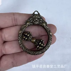 新品未使用 - 蔵式黄九股金杵ペンダント吊り手把件車ペンダントネパール吊り
