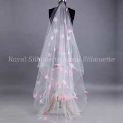 ベール ウェディングベール ホワイト 白 花 フラワー ピンク 結婚式 姫系 二次会 パーティー ウェディング 花嫁 プリンセス 森ガール 刺繍 