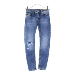 DIESEL (ディーゼル) ロゴパッチ ダメージスキニーデニムパンツ ジーンズ レディース インディゴ 00J3Y1