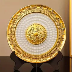 お皿 ゴールド 黄金 飾り皿 高級置物 アンティーク レトロ インテリア 装飾 玄関 リビング ベッドルーム 高級置物 彫刻 オフィス 贈り物 プ