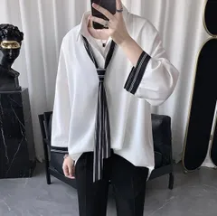 【000750XL】ネクタイ付き シャツ ホワイト