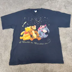 POOH　プーさん  【サイズ】  XL　Vネック　半袖　Tシャツ　ディズニー　DISNEY　メンズ　中古　古着