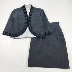 Christian Dior　セットアップ　ノーカラー　ドット　レトロ　L　ブラック