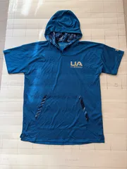 ト2501-①-5542 アンダーアーマー　UNDER ARMOUR  ヒートギア　野球　半袖フーディシャツ　青　L