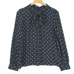 ブルーレーベルクレストブリッジ BLUE LABEL CRESTBRIDGE シフォン ボウタイ ブラウス 長袖 38 ネイビー 花柄 kz13745