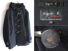 美品 agnes b. homme アニエスベー オム B by Millor イタリア生地使用 ロゴ刻印釦 ウールメルトン チンスト付 ダッフルコート 46 日本製
