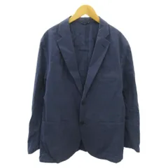 シップス SHIPS 美品 テーラードジャケット 裏地なし 2B コットン ウール混 M 紺 ネイビー 0131 IBO87