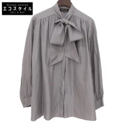 DRAWER ドゥロワー ボウタイ ロングスリーブ シャツブラウス トップス レディース シルク100 グレー 36 6521-299-1021 36