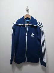 アディダス 3本線 トラックジャージ ネイビー/ブルー M