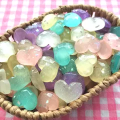 【501】100個 デコパーツ ハート 多角 キラキラ ミックス まとめ売り