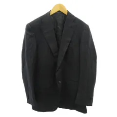 ユニバーサル ランゲージ UNIVERSAL LANGUAGE テーラードジャケット 総裏 2B ストライプ ウール 黒 ブラック 0131 IBO87