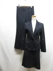 エヌラインプレシャス n-line Precious 洋服の青山 ジャケット スカート パンツ スーツ 3点セット 9/11 ネイビー ストライプ柄 春夏用