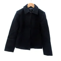 アンケート en quete ステンカラーコート ショート丈 シングルボタン 11 L 紺 ネイビー /HO57