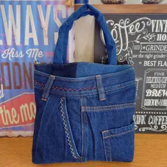 19☆USEDデニムリメイク☆トートバッグ☆リメイクデニム☆ジーンズリメイク☆ショルダーバッグ☆