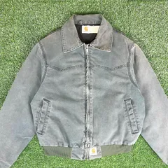 90s USA製 Carhartt サンタフェジャケット ダック地 モスグリーン 星タグ ダックジャケット サイズL カーハート アメカジ 古着 b26010003【コットンジャケット】