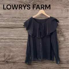 LOWRYS FARM ビックカラーフリルブラウス シャーリング袖 ブラック フリーサイズ ローリーズ ファーム
