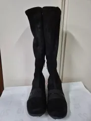 ブラック スウェード ロングブーツ レディース