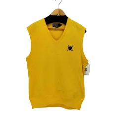 ポロバイラルフローレン Polo by RALPH LAUREN 80-90S ゴルフクレスト 刺繍 Vネック コットン ニット ベスト メンズ import：M 