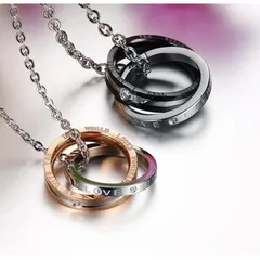 ネックレス 2リング ペンダント ピンクゴールド ローズゴールド ブラック メンズ レディース ユニセックス ステンレス 合金 高校生 雑貨 ブラック ピンクゴールド