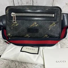 GUCCI ボディバッグ GGスプリーム ウエストバッグ ショルダーバッグ ブラック PVC シェリーライン グッチ レザー